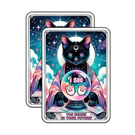 (2 Pack) Toe Beans in Your Future Magnets - Cat Physic Tarot Card - 5" On Longest Side - Premium Magnet - for Cars, Refrigerators, Toolboxes, Lockers - Made in USA - MAG1113