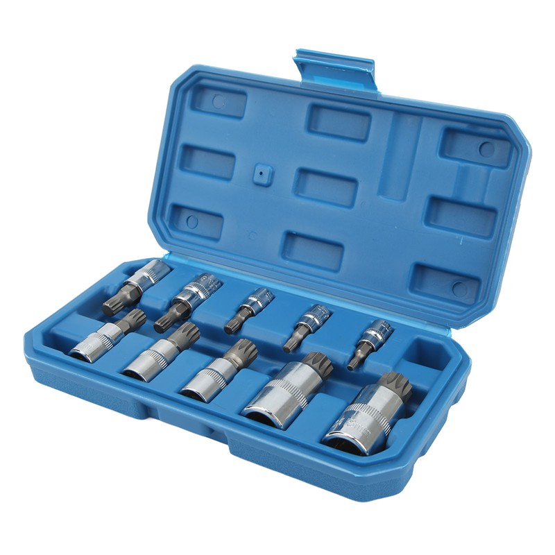 10PCS Triple Square Spline Bit Socket Set Low Wear Accurate