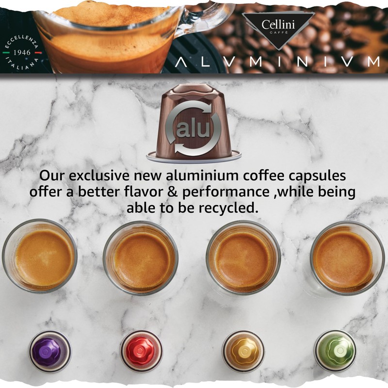 Cellini Caffè Intenso Aluminum Nespresso Pods 30 Count Dark Roast