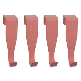 PDETVEO 4PCS Over The Cabinet Door Hooks, Pink Carbon Steel Hanger Hooks for Bathroom, Kitchen, Office, Clothes, Towels, Keys(Suitable Width 20mm)
