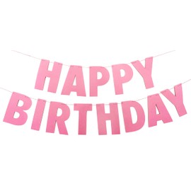 Pink Happy Birthday Banner for Girls Women - Felt NO DIY Happy Birthday Sign, Pink Birthday Party Decorations