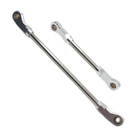 Perfeclan 2x 1/10 Steering Servo Link Linkages Aluminum Alloy Upgrade Parts Sturdy Easy to Install Steering Pull up Rod for 104020 RC, silver