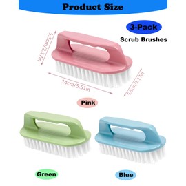 Scrub Brush for Cleaning-3 Pack Scrubbing Brushes Heavy Duty Multi-Purpose Household Cleaning Brush with Stiff Bristles Comfort Grip Scrubber Cleaner Brush for Bathtub Sink Carpet Floor & More
