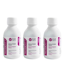 President KIT 3 COLLUTORIO PROFI con Clorexidina 0.20%, Contrasta la Formazione di Placca, Carie e Gengiviti, Ideale dopo Interventi Chirurgici, Azione Intensiva, Senza Alcool - 3x200ml