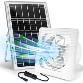 Tagefa Solar Powered Exhaust Fan, 15W Solar Panel with 6" Brushless Fan for Shed Ventilation, Solar Fans for Outside, Greenhouse, Home, Chicken Coop, Outdoor