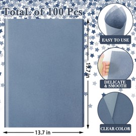 100 Sheets Dusty Blue Tissue Paper, 20x14in Dusty Blue Gift Wrapping Paper Solid Color DIY Art Craft Tissue for Wedding Gift Bags Fillers Birthday Baby Shower Party Decor (Dusty Blue)