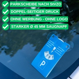 Parking Disc with Suction Cups, Pack of 2 in Blue, Cardboard Double Sided Adjustable Parking Meter with Eight Languages for Car, Truck, Motorhome, Parking Disc, Parking Disc, Parking Disc, Parking