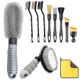 11PCS Cepillos de Llantas, Brochas para Detalla de Ruedas para Limpiar Neumáticos, Cepillo de Detallado Automotriz para Limpieza de Ruedas y Interiore