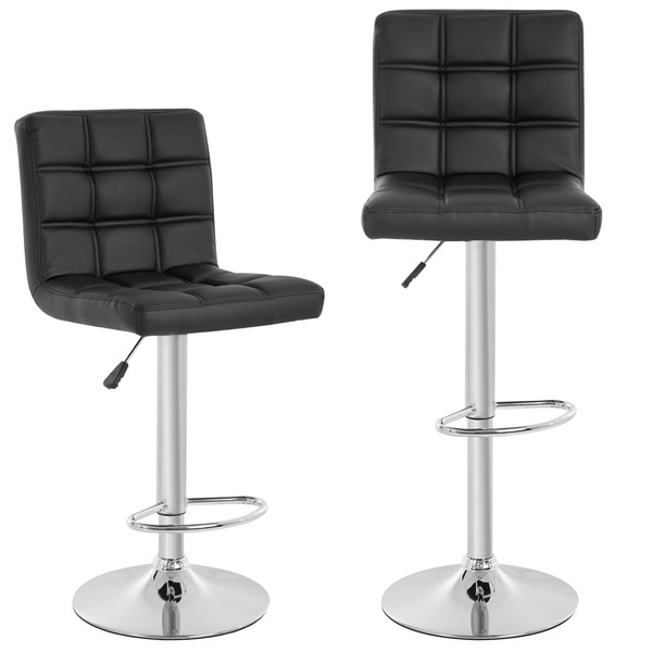 BestOffice Modern Bar Stool Set of 2 Barstools Height Adjustable Counter Height Swivel Bar Stool PU Leather Bar Chairs Hydraulic Dining Room Chairs Home Kitchen Stools