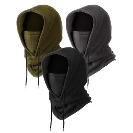 Syhood 3 Pieces Winter Fleece Balaclava Ski Tactical Heavyweight Balaclava (Black, Grey, Army Green)
