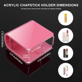 Likesing Car Chapstick Holder, Acrylic Pink Car Chap Upright Lip Balm Holder for Interior Car, Work Computer Side Lipstick Organizer Case Accessories Mount for Women Auto Vehicle SUV 2 Dividers