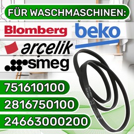 V-belt washing machine for drum Poly-V 1244 PJE 4 with original code 24663000200 2816750100 751610100 for Beko for Blomberg for Arcelik for Smeg ONIX TECH