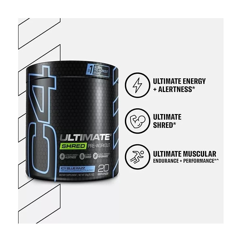 CELLUCOR C4 Ultimate ICY BLUE RAZZ Pre-Workout 12 Servings 05/2025