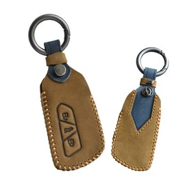 KUNIO Leather Car Key Fob Cover Case Fit for VW ID.4 ID.3 MK8 Golf 8 GTI Seat Leon MK4 Skoda Octavia Remote Keyless Key case Keychain Key Holder Car Accessory 3 Button Brown