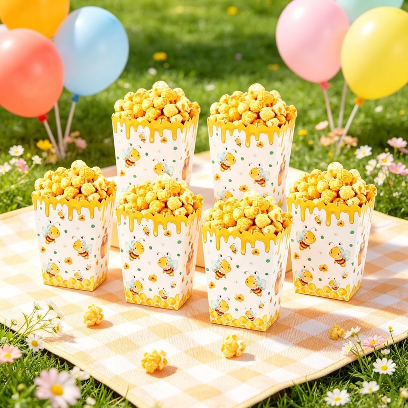 Sweet Bee Popcorn Boxes Bees Goodie Candy Boxes Sunflower Party