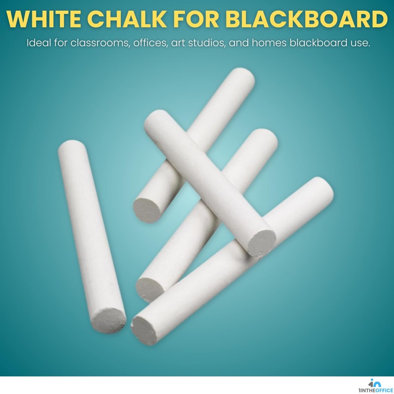 1InTheOffice Blackboard Chalk, White Chalk Dustless, White Chalkboard Chalk, 48