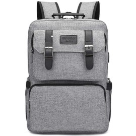 YALUNDISI Laptop Backpack for Women Men Vintage Backpack Bookbags Anti Theft Bookbag 16 inch Grey