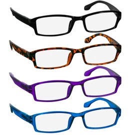 TruVision Readers - 9501HP - 4pk -Black Tortoise Purple Blue - +1.50