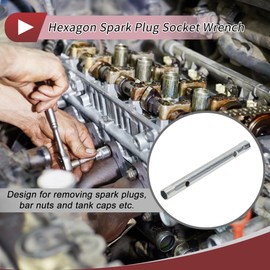 HEROFFIX 1 Pcs Spark Plug Socket Wrench Durable Spanner Socket Remover 180x18mm Silver Tone High Carbon Steel Hexagon 12mm,13mm for Car Motorcycle Lawn Mower