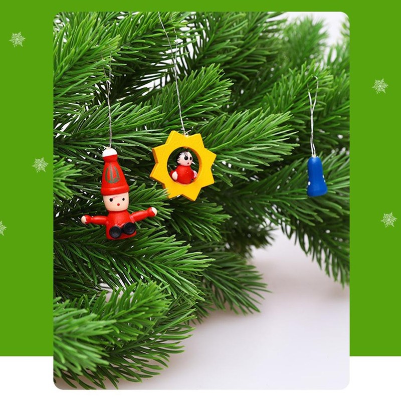 48PCS Christmas Wooden Small Pendants Christmas Decoration Christmas Tree Hanging