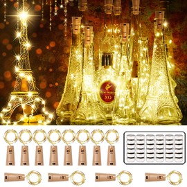 12 Packs 20 LEDs Wine Bottle Lights with Cork - Silver Wire Cork Lights Battery Operated Fairy Mini String Lights for DIY, Christmas,Valentine Day,Wedding Party Decor (Warm White)