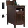 Wlive End Table with Charging Station, Narrow Side Table for