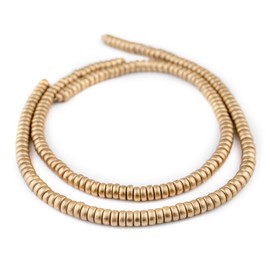 TheBeadChest Gold Disk Natural Wood Beads (4x8mm): Organic Eco-Friendly Wooden Bead Strand for DIY Jewelry, Crafts, Necklace and Bracelet Making