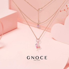 GNOCE Women's Necklace with Flamingo Pendant 925 Sterling Silver Fiery Passion Rose Gold Necklaces Jewellery Gift for Women, Silver