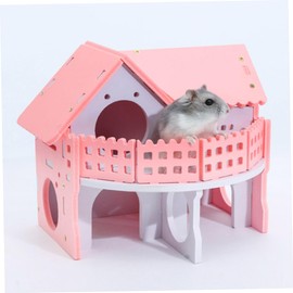 BUGUUYO Hamster Bed Dog Beds for Small Dogs Guinea Pig Ladder Hideout Hamster Toys House Hamster Ladder Cage Guinea Bed Hamster House Guinea Pig Bed Pet Hedgehog Pink Bamboo