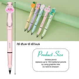 OFFCUP Inkless Pencils, Pack of 5 Inkless Pencil with Eraser, Magic Pencil with 5 Interchangeable Heads, Clear and Liquid Writing for Adults, Students, Artists (Caricature)
