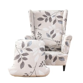 CRFATOP Wingback Chair Covers 2 Pieces Stretch Printed Wing Back Chair Cover Sofa Slipcover Washable Wingback Armchair Slipcovers Furniture Protector with Elastic Bottom for Wingback Chairs,B07