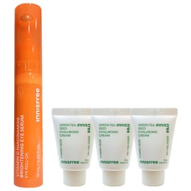 Innisfree Vitamin C Niacinamide Brightening Eye Serum 10mL + Hyaluronic Acid Cream 15ml x 3 / 이니스프리 비타민C 나이아신아마이드 브라이트닝 아이세럼 10mL+히알루론산 크림 15mlx3개
