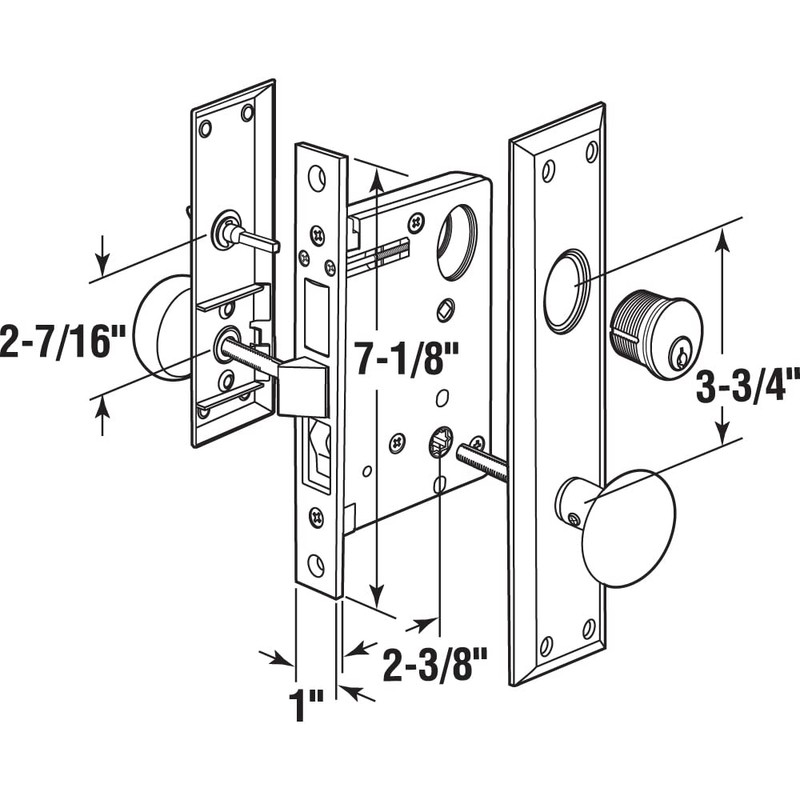 Segal SE 27600 Entry Door Mortise Lockset, 2-1/2 In. Backset,