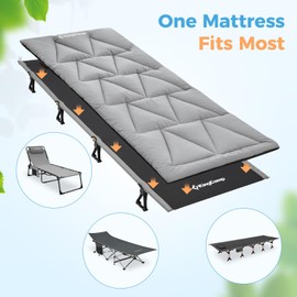 KingCamp Cot Mattress Topper, Comfortable Cot Pad, Grey