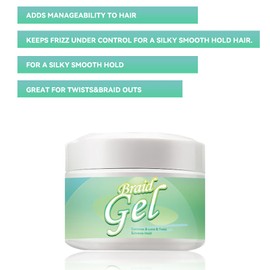 Joyeee Braid Gel, Twist and Lock Edge Control Gel for Hair Defining, Curly Hair Favorite, No White Residue, Extreme Hold & Reduces Frizz for Braids, Locs, Twists, Cornrows, Wavy or Kinky Hair, 250ml