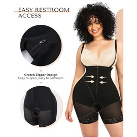 SHAPELLX SHAPELLX Fajas Colombianas Shapewear for Women Postpartum Tummy Control Body Shaper Butt Liftting Bodysuit with Zipper Crotch M