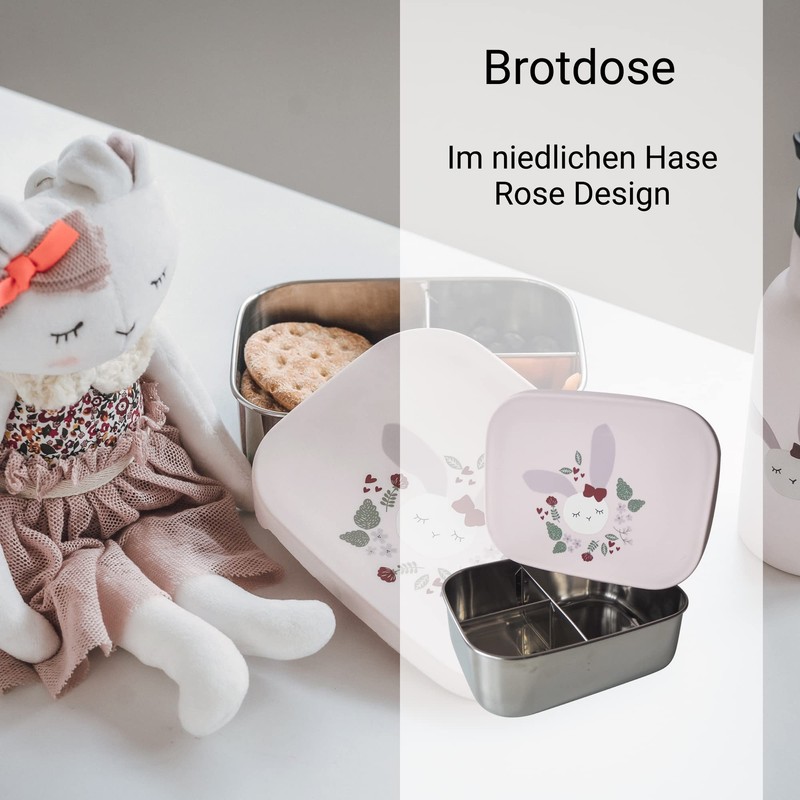 kikadu Lunch Box Rabbit Rosé – Children's Tableware, BPA-Free, with