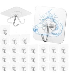 RUISTLI 25 PCS Ganchos para Pared,Ganchos Adhesivos para Pared Transparentes,Clavos Adhesivos para Cosas,Gancho de Acero Inoxidable Impermeable,Colgar Toallas,Para Cocina Baño