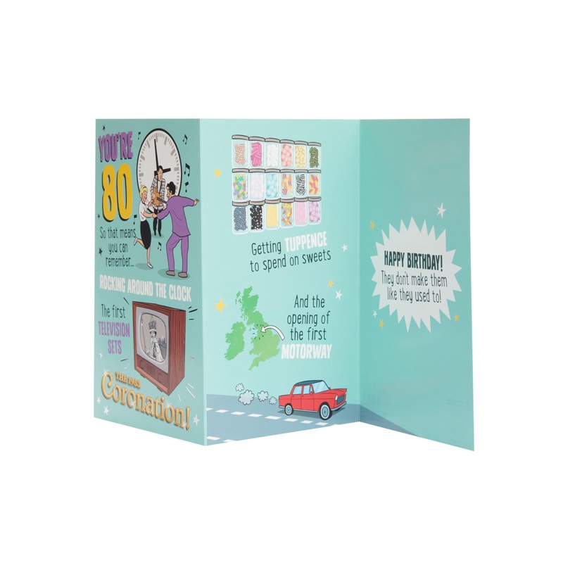 UK Greetings 80th Birthday Card for Him/Her/Friend - Nostalgic Design