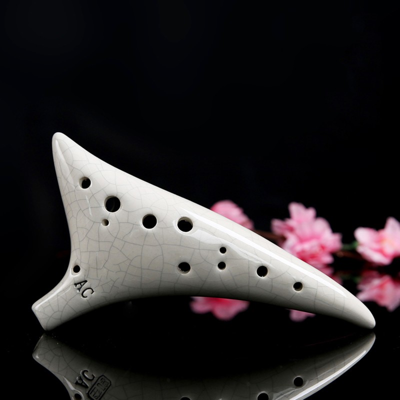 12 Holes Warped-tail Ceramic Ocarina Alto C Hand Painted Musical