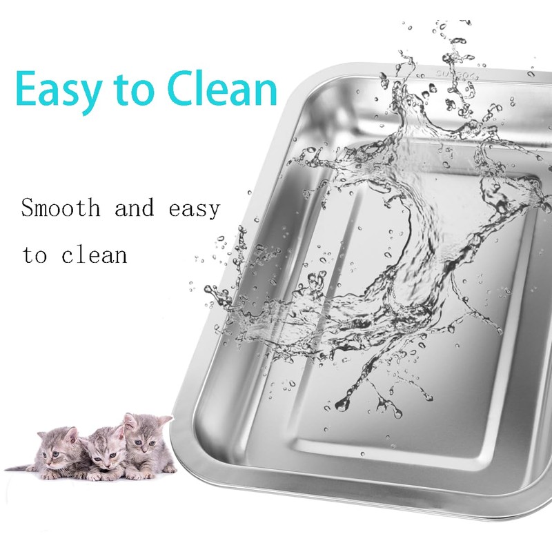 Kitten Litter Box with 1 Scoop,Stainless Steel Small Litter Box,