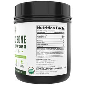 16oz Organic Bone Broth Protein Powder from Grass Fed Beef - USDA Certified Organic, Single Ingredient, Rich in Collagen, Glucosamine, No Additives, Perfect for Carnivore, Paleo, and Keto Diets