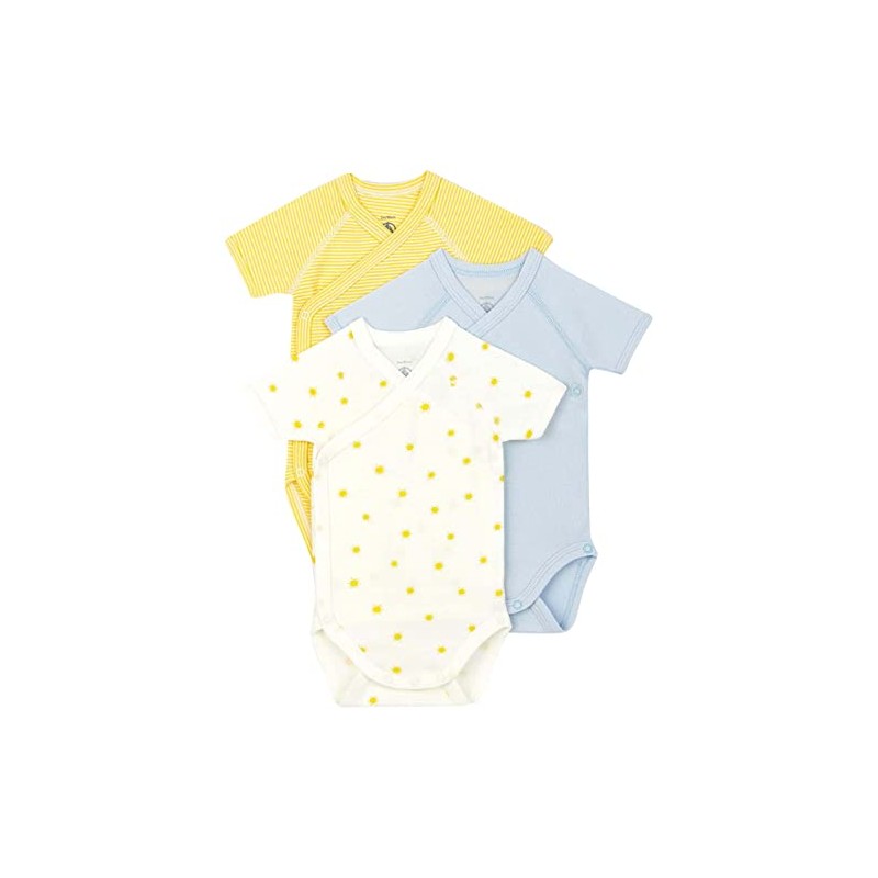 Petit Bateau Unisex Baby Short Sleeve Bodysuit for Newborns (Pack