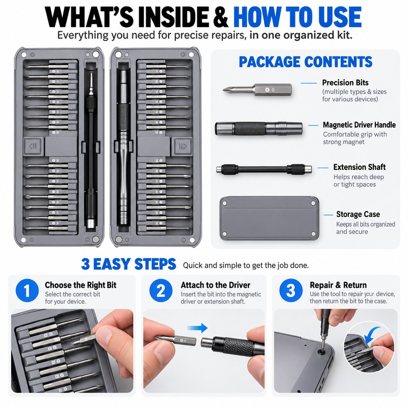 30-in-1 Precision Screwdriver Set for Electronics Repair – Extended Multi-Bit