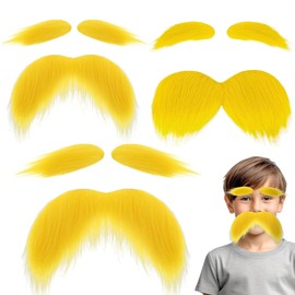 TJYAEKLTD Schnurrbart Selbstklebend, Fake Bart Augenbrauen, 3 Stück Schnurrbart Zum Ankleben Falscher für Weihnachtsfeier Geburtstag und Partei Maskerade Party