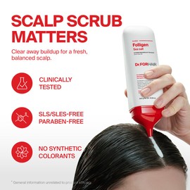 Dr.FORHAIR Folligen Sea Salt Scaler 10.58 fl oz | Korean Scalp Care | Scalp Exfoliating Scrub | Removes Build-Up & Oil | Helps Create Thicker, Fuller-Looking Hair