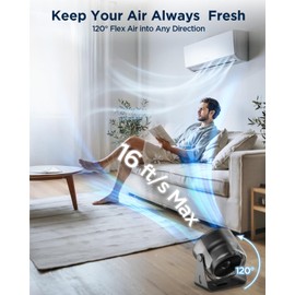 EasyAcc Small Turbo Desk Fan 6000mAh, Max 24 Hours Work Time, 16 ft Powerful Airflow, Portable Desk Fan for Bedroom, Memory Function, 120° Tilt Small Oscillating Fan for Office Kitchen Table Fan