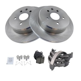 TRQ Rear Brake Pad & Rotor Kit Brake Pads Brake Rotor Parking Brake Shoe Set Ceramic Compatible with 1998-2005 Lexus GS300 1998-2000 GS400 2001-2005 GS430 IS300 2002-2010 SC430