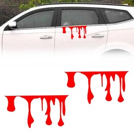 2 Pieces Red Flowing Blood Car Decal,Bloody Horror Funny Decal Car Headlights Window Headlamp Taillight Decals Fits for Most Cars
