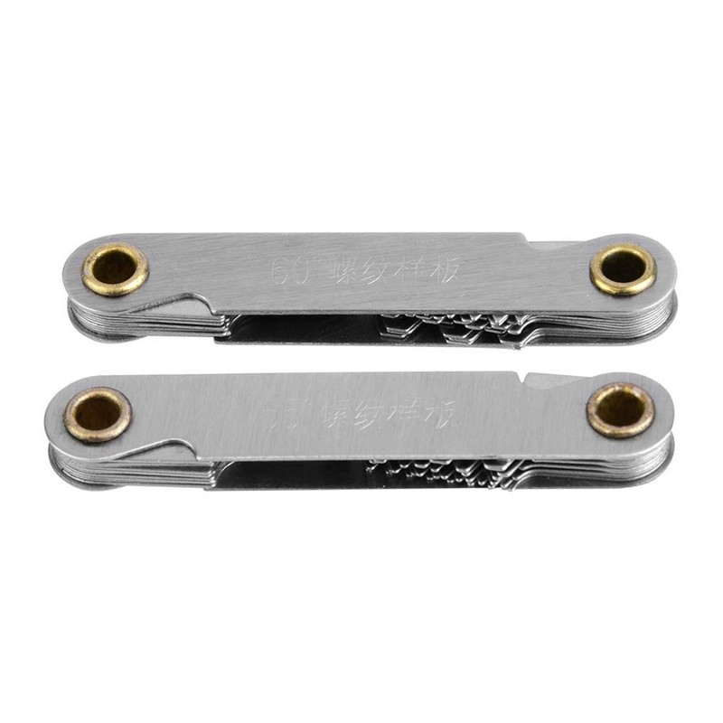 Marhynchus 2pcs Imperial Thread Gauge 55°+Metric60° Stainless Steel Screw Step